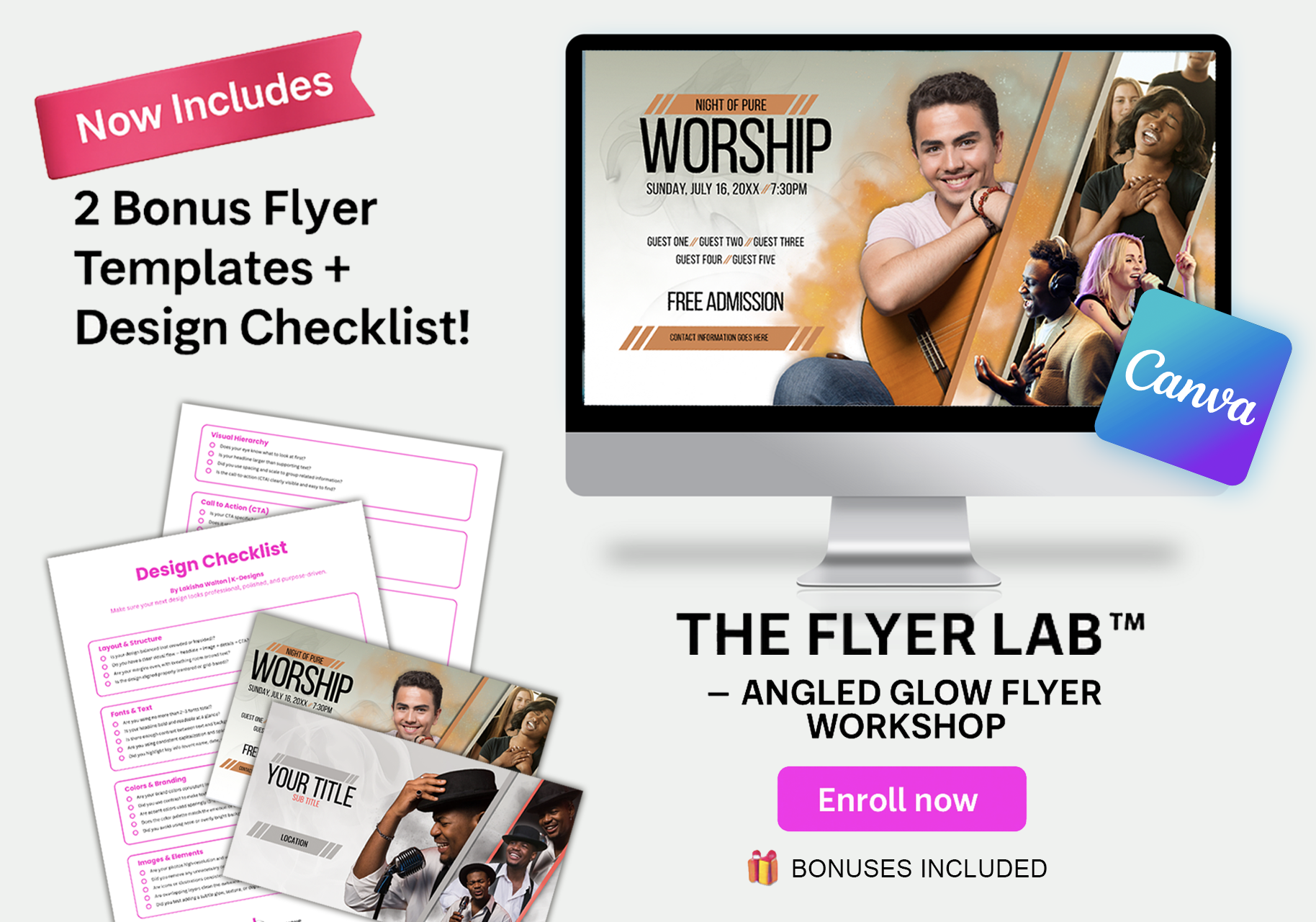 The Flyer Lab™ – Angled Glow Flyer (Canva Workshop + 2 Bonus Flyers)