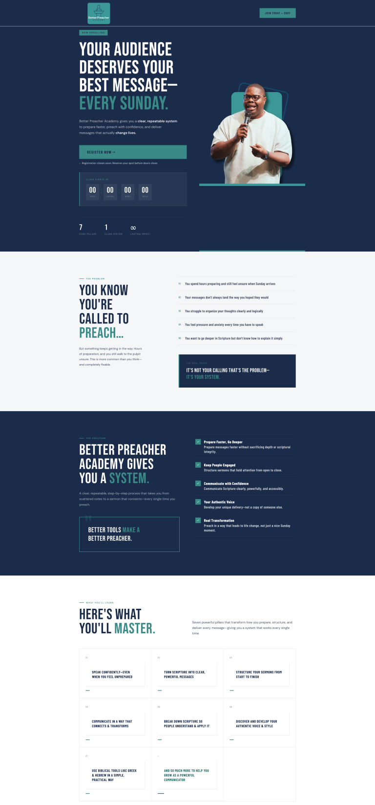 Better Preacher Academy Landing Page