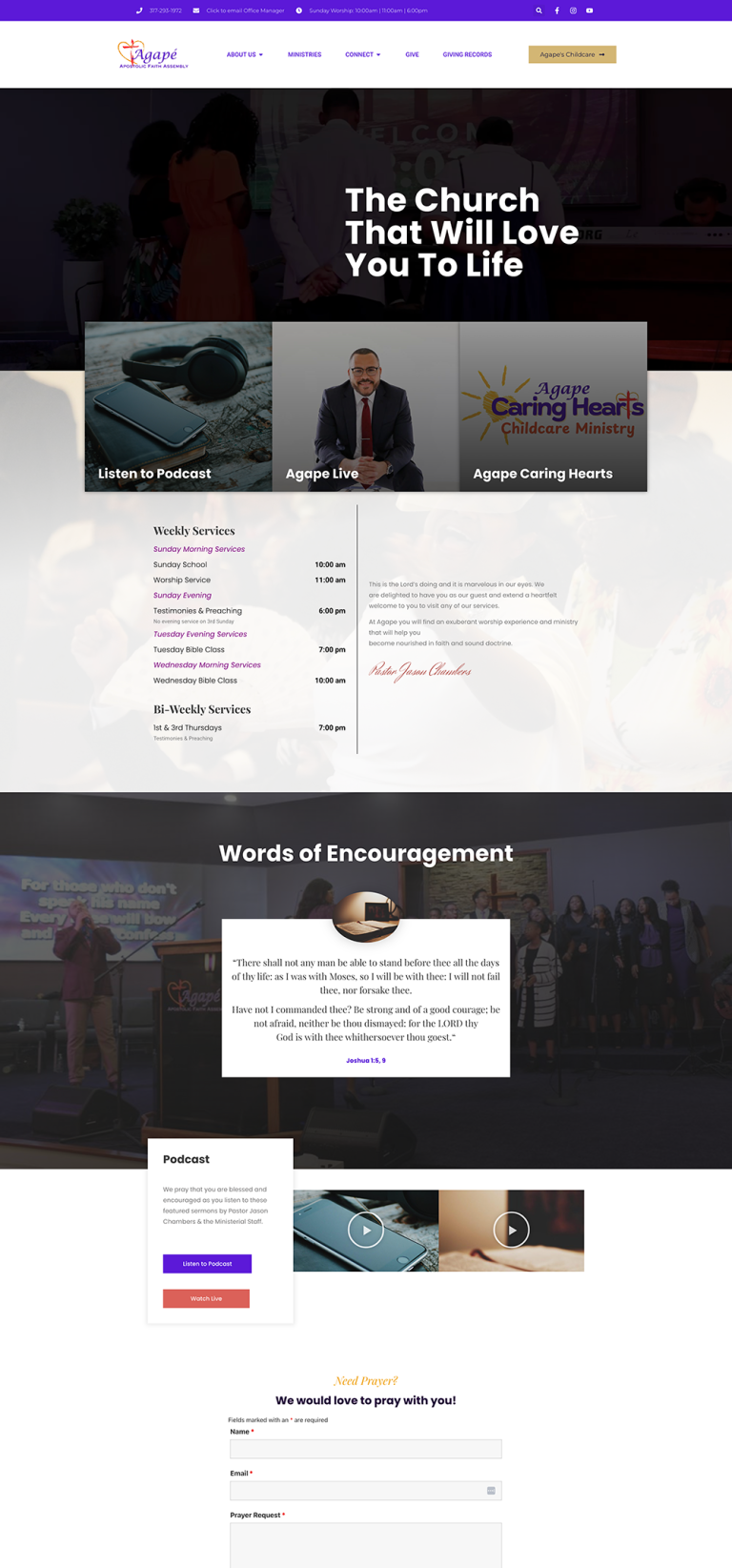 We Are Agape Church website preview